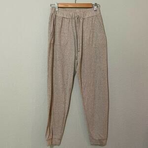 Find Beige Elastic Waist Jogger Sweatpants S